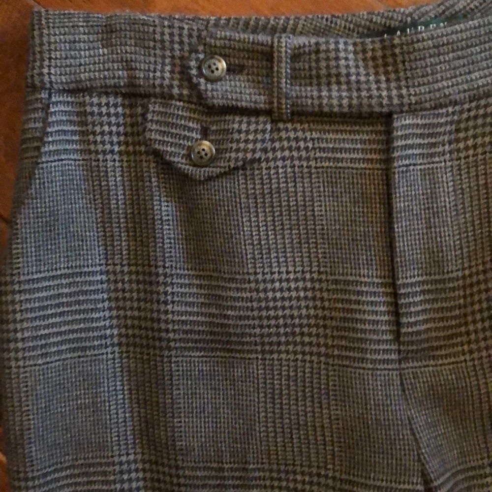 Ralph Lauren Wide-Leg Plaid Pants in Black and Gray